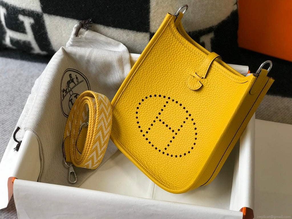 Hermes Evelyne Bag Designer Hermes Mini Crossbody Real Bag 20426 Yellow