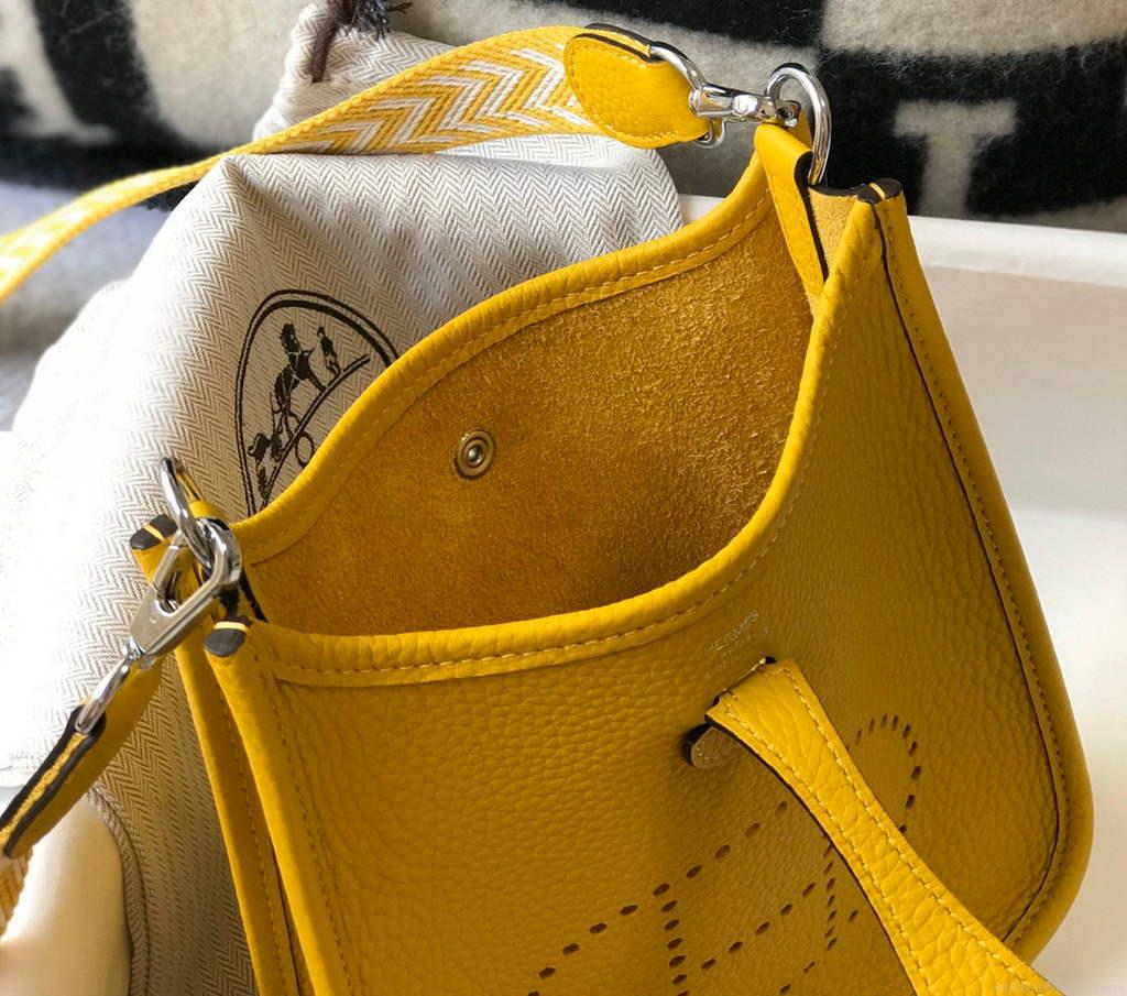 Hermes Evelyne Bag Designer Hermes Mini Crossbody Real Bag 20426 Yellow
