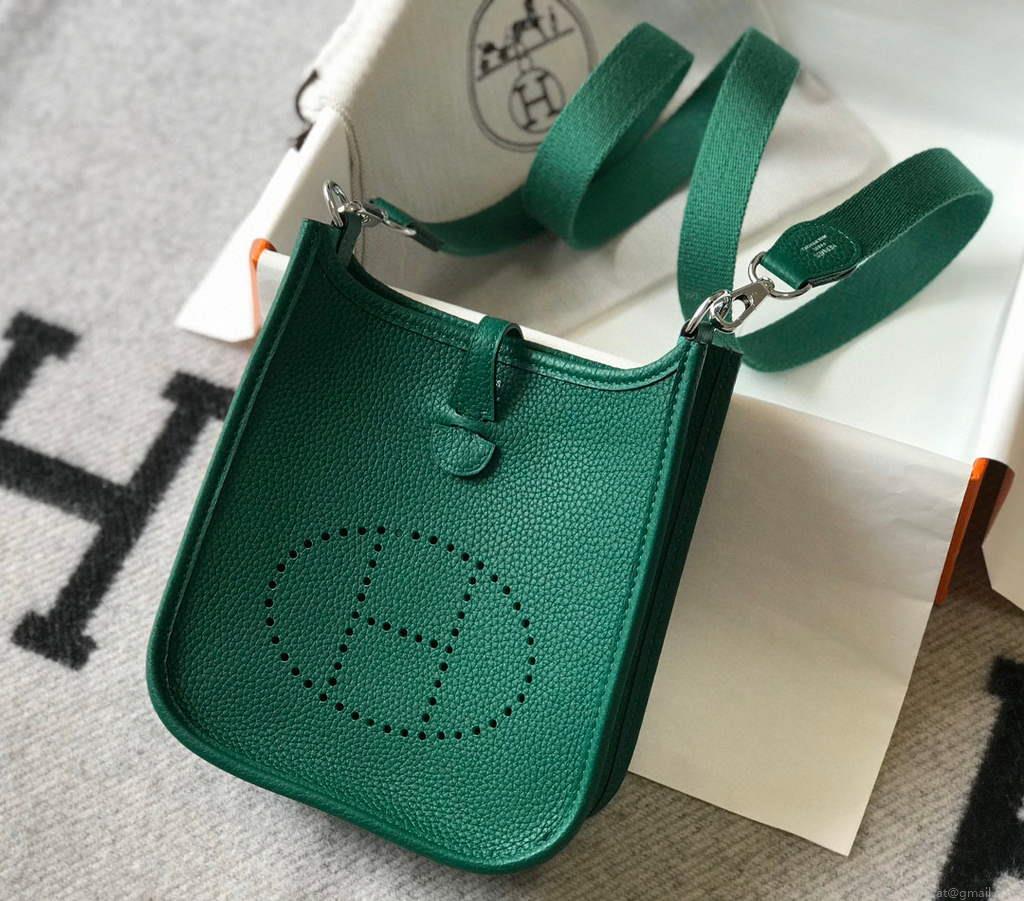 Hermes Evelyne Bag Designer Hermes Mini Crossbody Real Bag 20427 Dark Green
