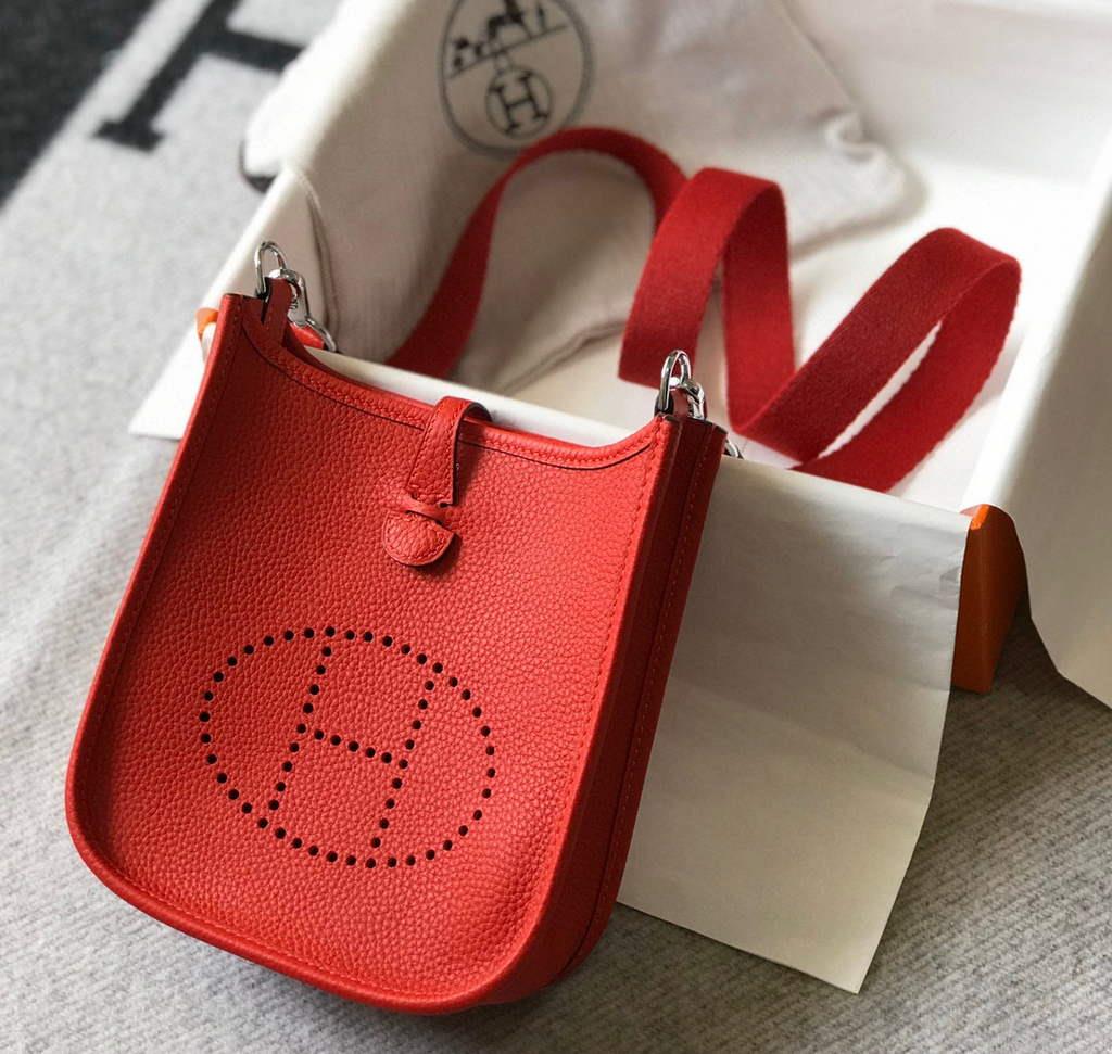 Hermes Evelyne Bag Designer Hermes Mini Crossbody Real Bag 20432 Red