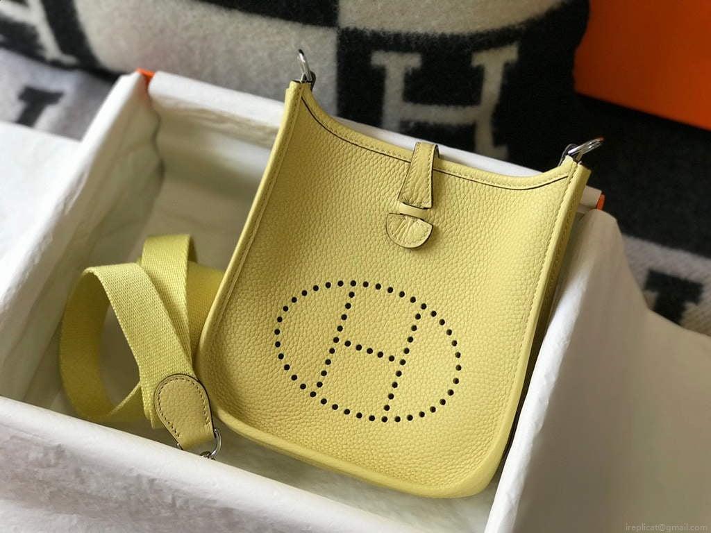 Hermes Evelyne Bag Designer Hermes Mini Crossbody Real Bag 20434 Light Yellow