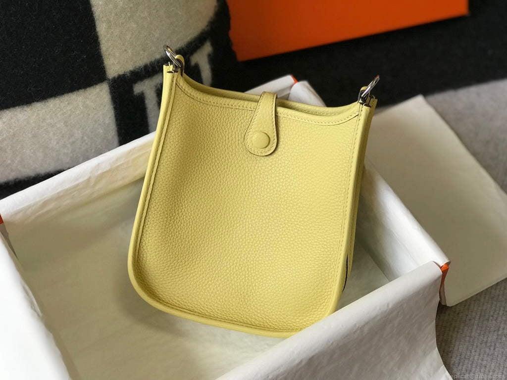 Hermes Evelyne Bag Designer Hermes Mini Crossbody Real Bag 20434 Light Yellow