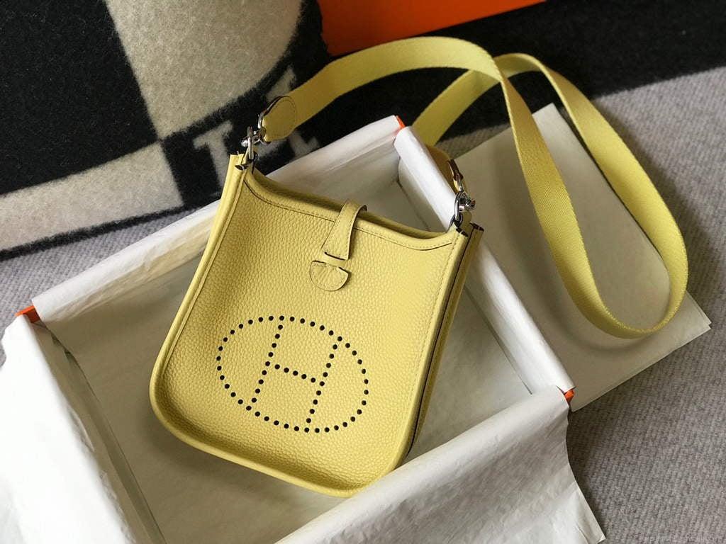 Hermes Evelyne Bag Designer Hermes Mini Crossbody Real Bag 20434 Light Yellow