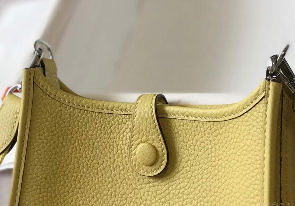 Hermes Evelyne Bag Designer Hermes Mini Crossbody Real Bag 20434 Light Yellow