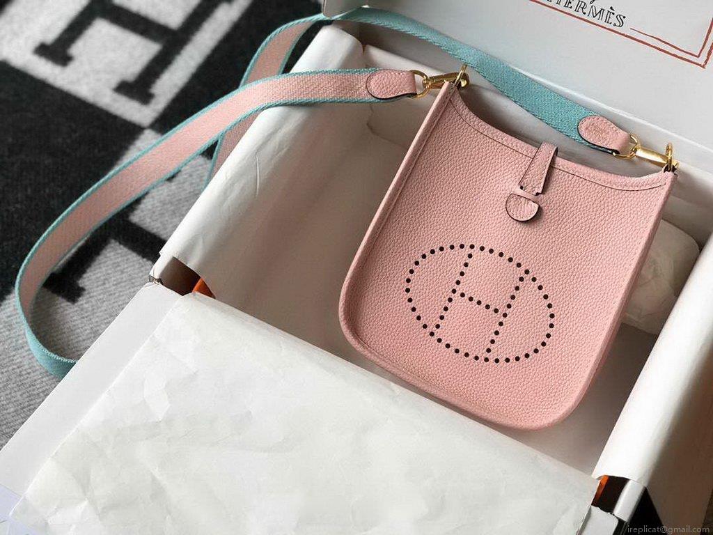 Hermes Evelyne Bag Designer Hermes Mini Crossbody Bag 20380 Gold Pink