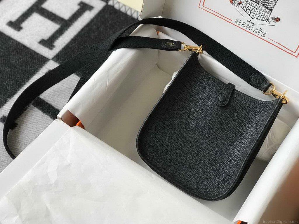 Hermes Evelyne Bag Designer Hermes Mini Crossbody Bag 20383 Gold Buckle Black