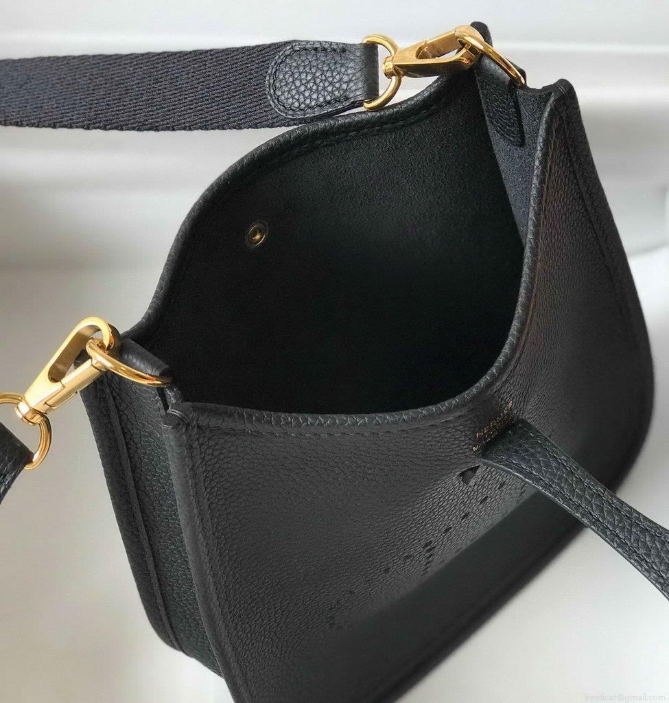 Hermes Evelyne Bag Designer Hermes Mini Crossbody Bag 20383 Gold Buckle Black