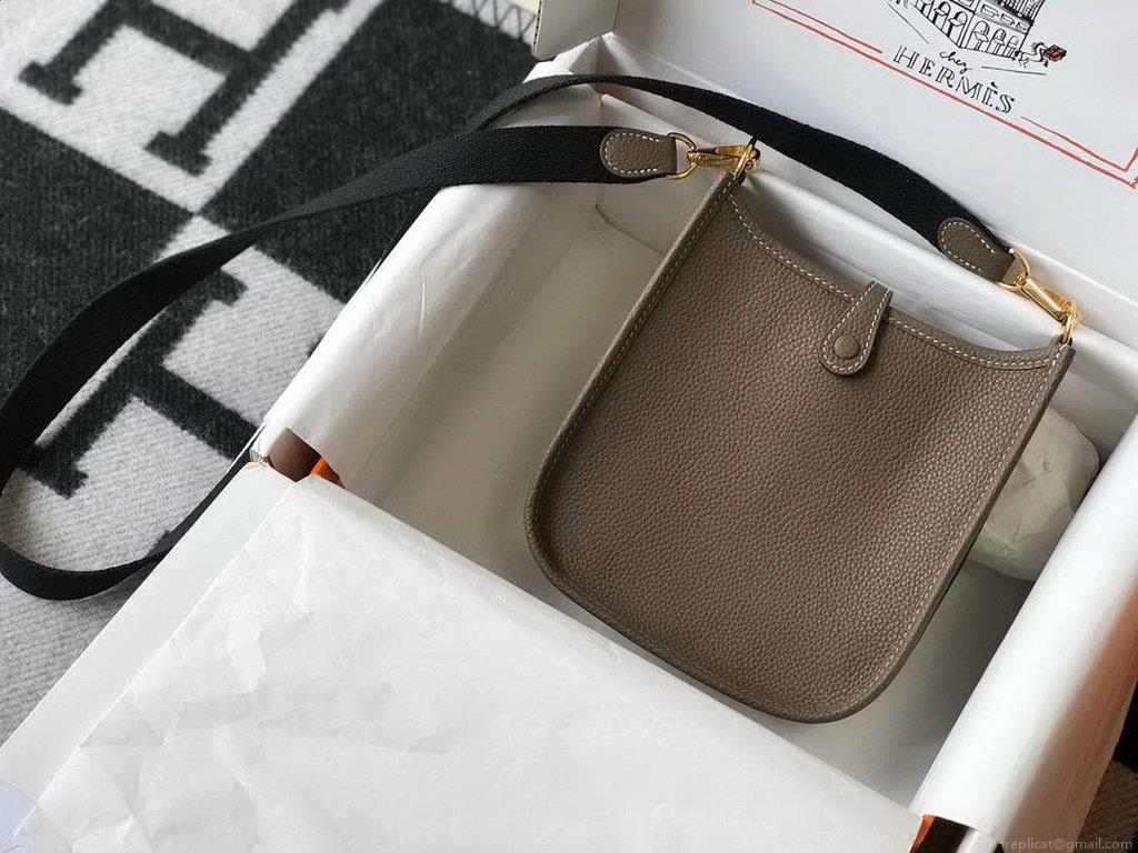 Hermes Evelyne Bag Designer Hermes Mini Crossbody Bag 20384 Gold Buckle Dark Gray