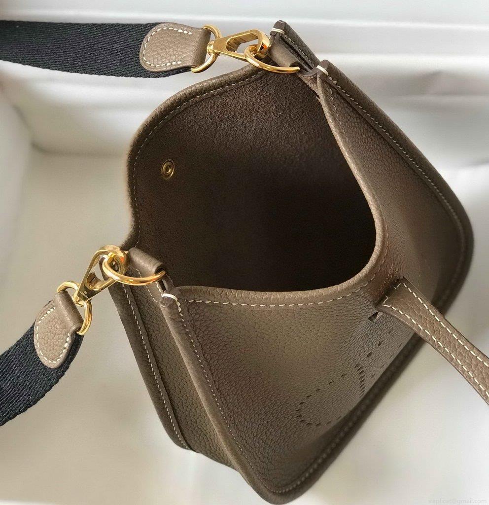 Hermes Evelyne Bag Designer Hermes Mini Crossbody Bag 20384 Gold Buckle Dark Gray