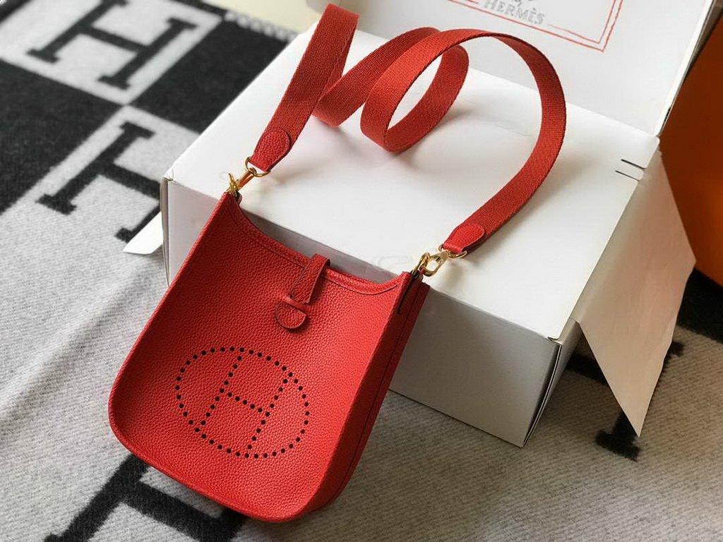 Hermes Evelyne Bag Designer Hermes Mini Crossbody Bag 20385 Gold Buckle Dark Red