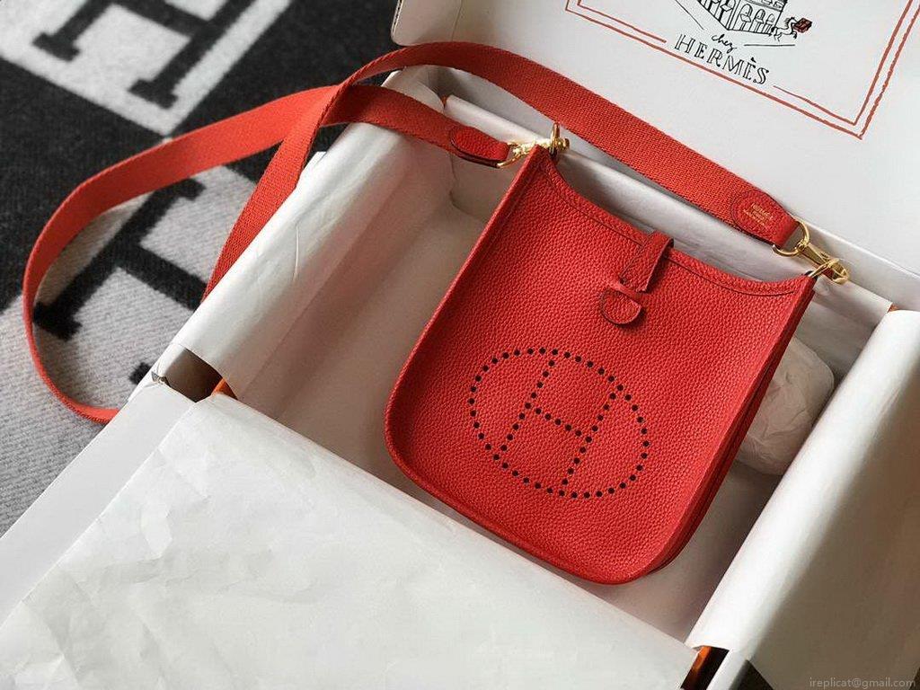 Hermes Evelyne Bag Designer Hermes Mini Crossbody Bag 20385 Gold Buckle Dark Red