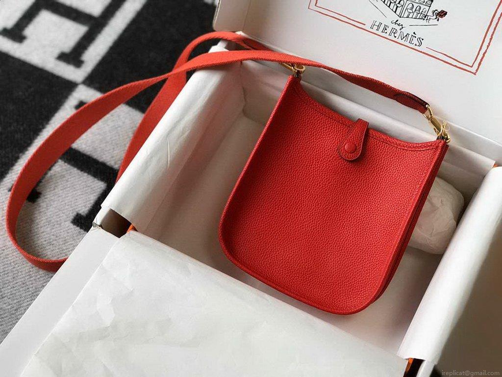 Hermes Evelyne Bag Designer Hermes Mini Crossbody Bag 20385 Gold Buckle Dark Red