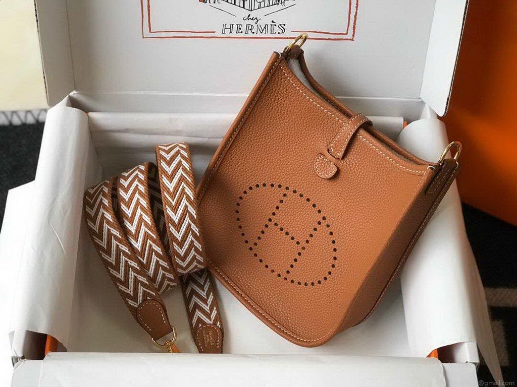 Hermes Evelyne Bag Designer Hermes Mini Crossbody Bag 20386 Gold Buckle Tan