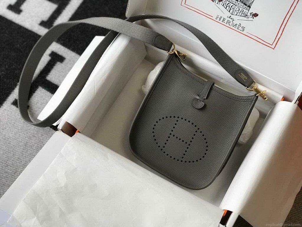 Hermes Evelyne Bag Designer Hermes Mini Crossbody Bag 20387 Gold Buckle Gray