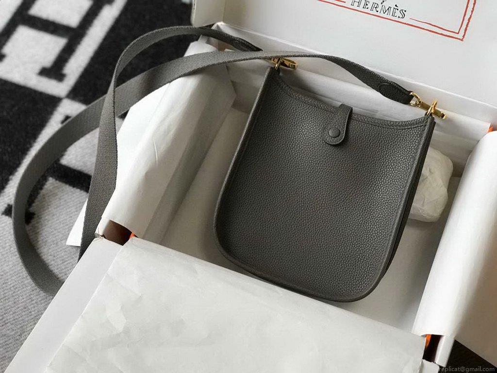 Hermes Evelyne Bag Designer Hermes Mini Crossbody Bag 20387 Gold Buckle Gray