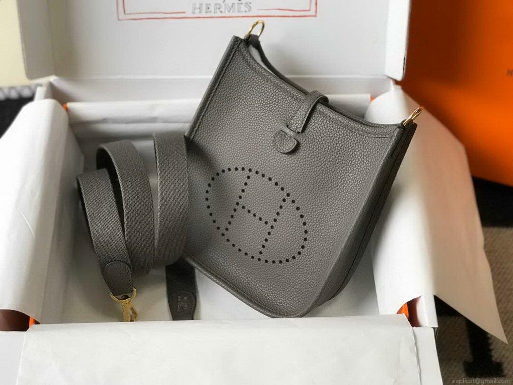 Hermes Evelyne Bag Designer Hermes Mini Crossbody Bag 20387 Gold Buckle Gray
