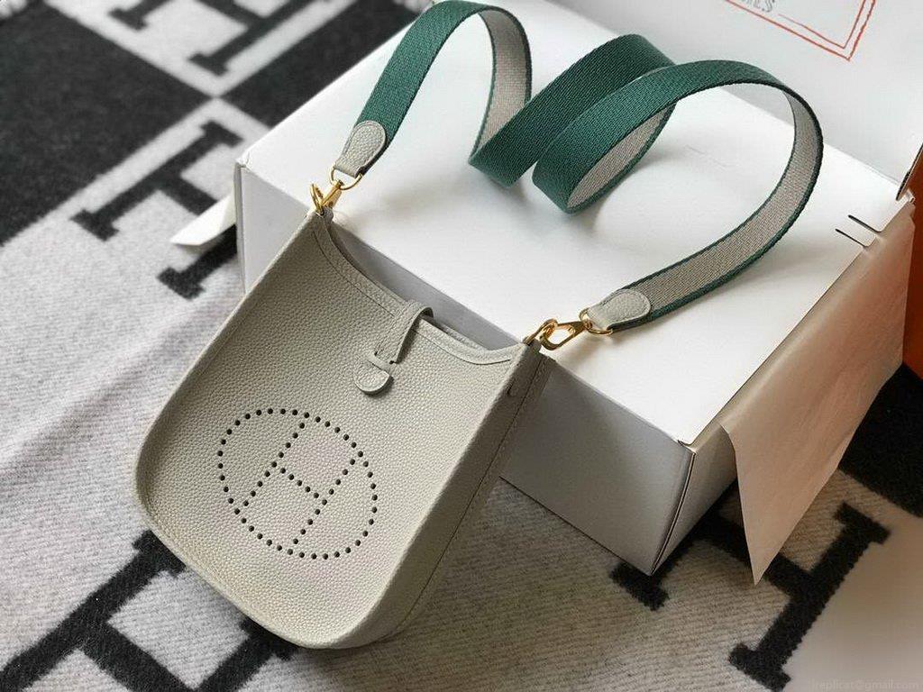 Hermes Evelyne Bag Designer Hermes Mini Crossbody Bag 20388 Gold Buckle Light Gray