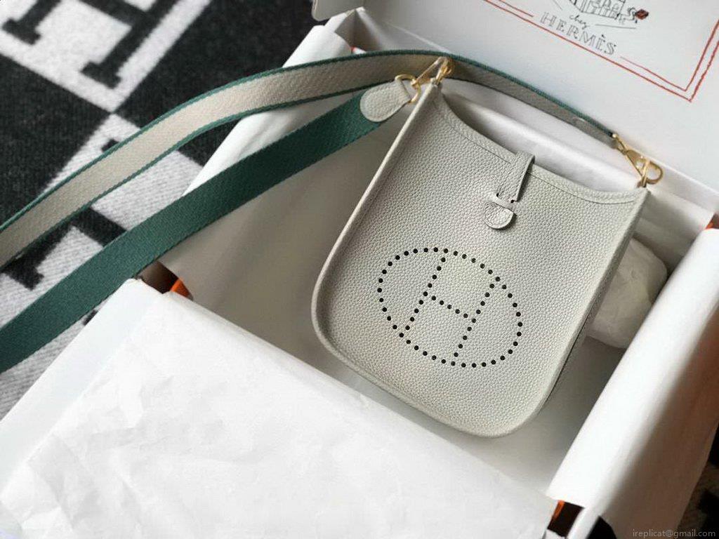 Hermes Evelyne Bag Designer Hermes Mini Crossbody Bag 20388 Gold Buckle Light Gray