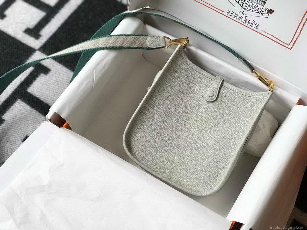 Hermes Evelyne Bag Designer Hermes Mini Crossbody Bag 20388 Gold Buckle Light Gray