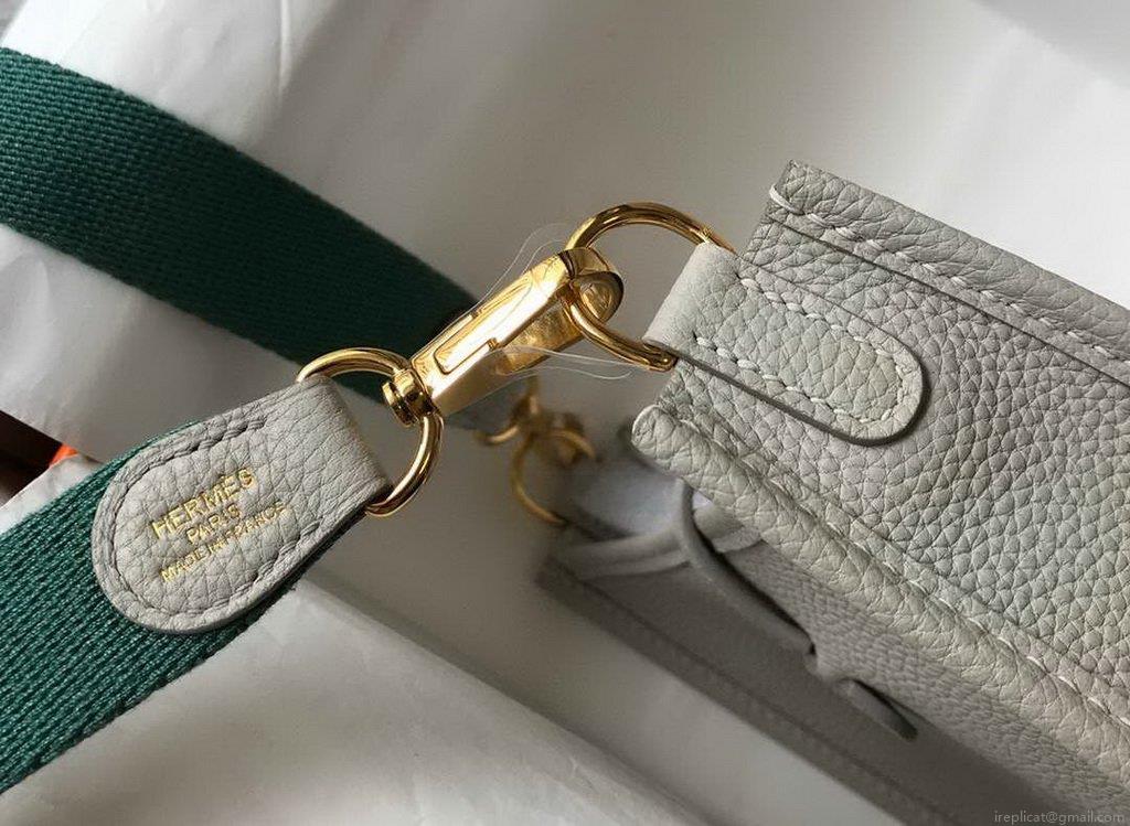 Hermes Evelyne Bag Designer Hermes Mini Crossbody Bag 20388 Gold Buckle Light Gray