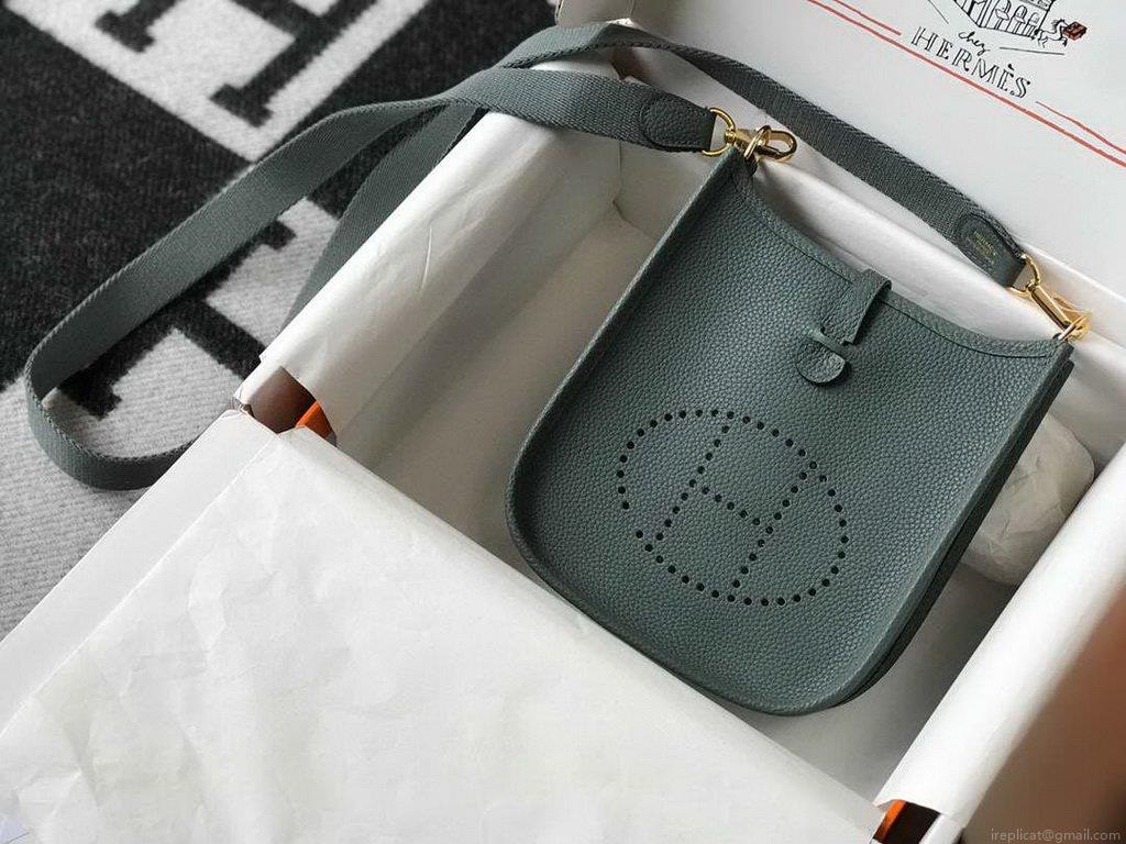 Hermes Evelyne Bag Designer Hermes Mini Crossbody Bag 20391 Gold Buckle Dark Green