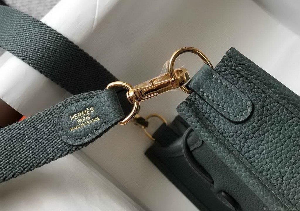 Hermes Evelyne Bag Designer Hermes Mini Crossbody Bag 20391 Gold Buckle Dark Green