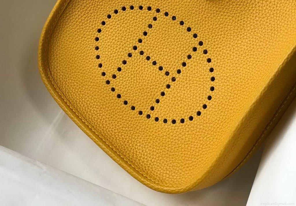 Hermes Evelyne Bag Designer Hermes Mini Crossbody Bag 20392 Gold Buckle Yellow