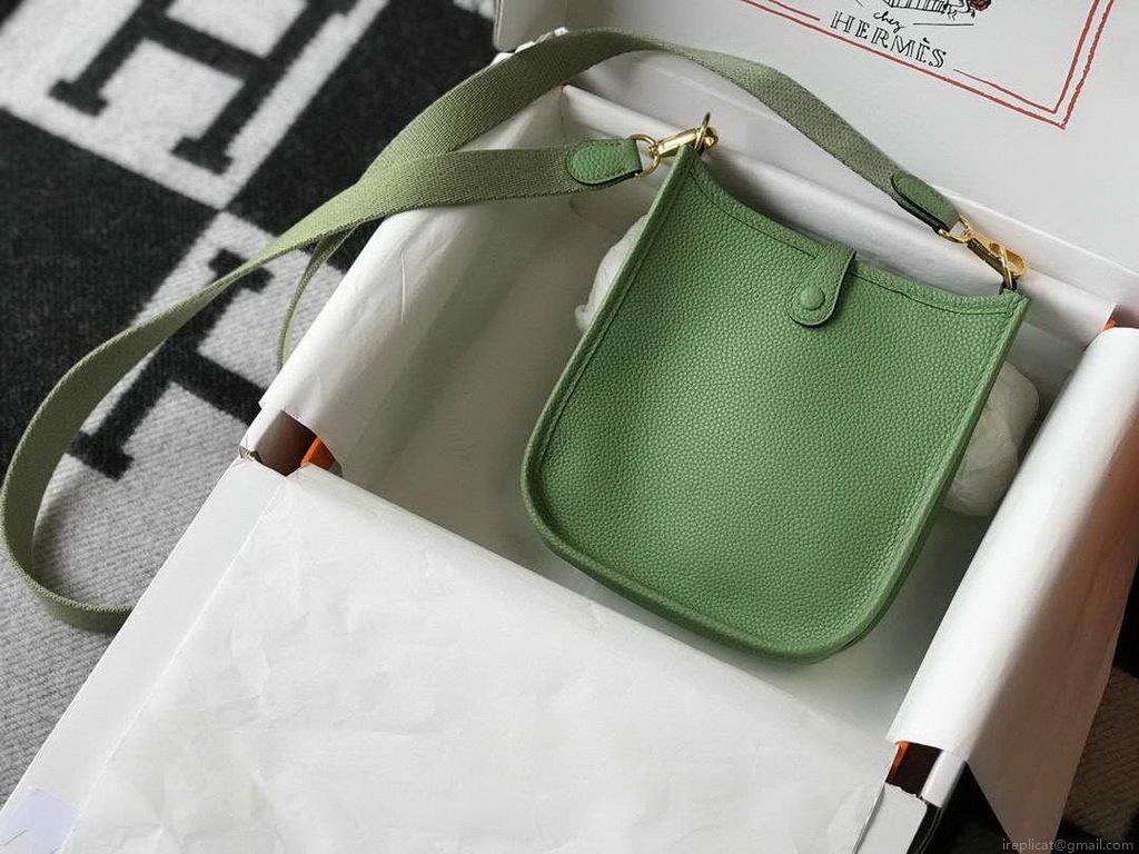 Hermes Evelyne Bag Designer Hermes Mini Crossbody Bag 20393 Gold Buckle Light Green