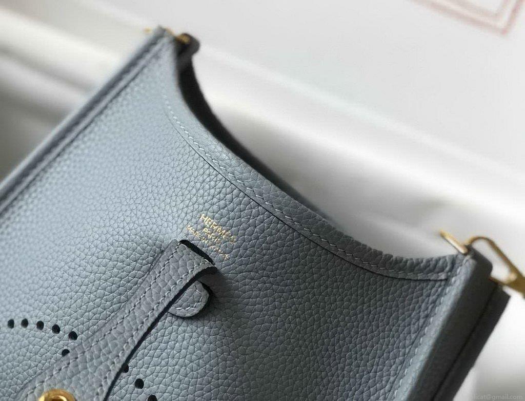 Hermes Evelyne Bag Designer Hermes Mini Crossbody Bag 20394 Gold Buckle Light Blue