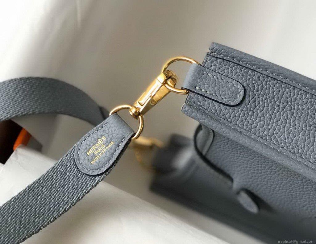 Hermes Evelyne Bag Designer Hermes Mini Crossbody Bag 20394 Gold Buckle Light Blue
