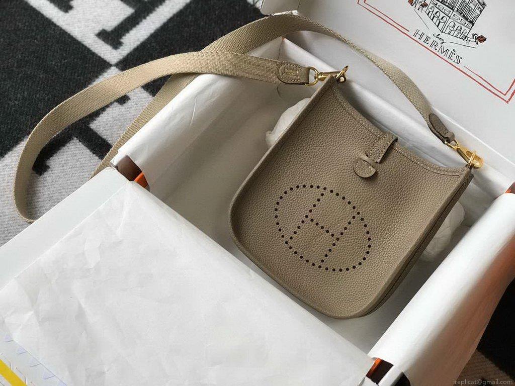 Hermes Evelyne Bag Designer Hermes Mini Crossbody Bag 20395 Gold Buckle Gray