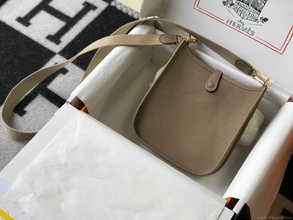 Hermes Evelyne Bag Designer Hermes Mini Crossbody Bag 20395 Gold Buckle Gray