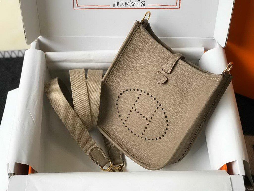 Hermes Evelyne Bag Designer Hermes Mini Crossbody Bag 20395 Gold Buckle Gray