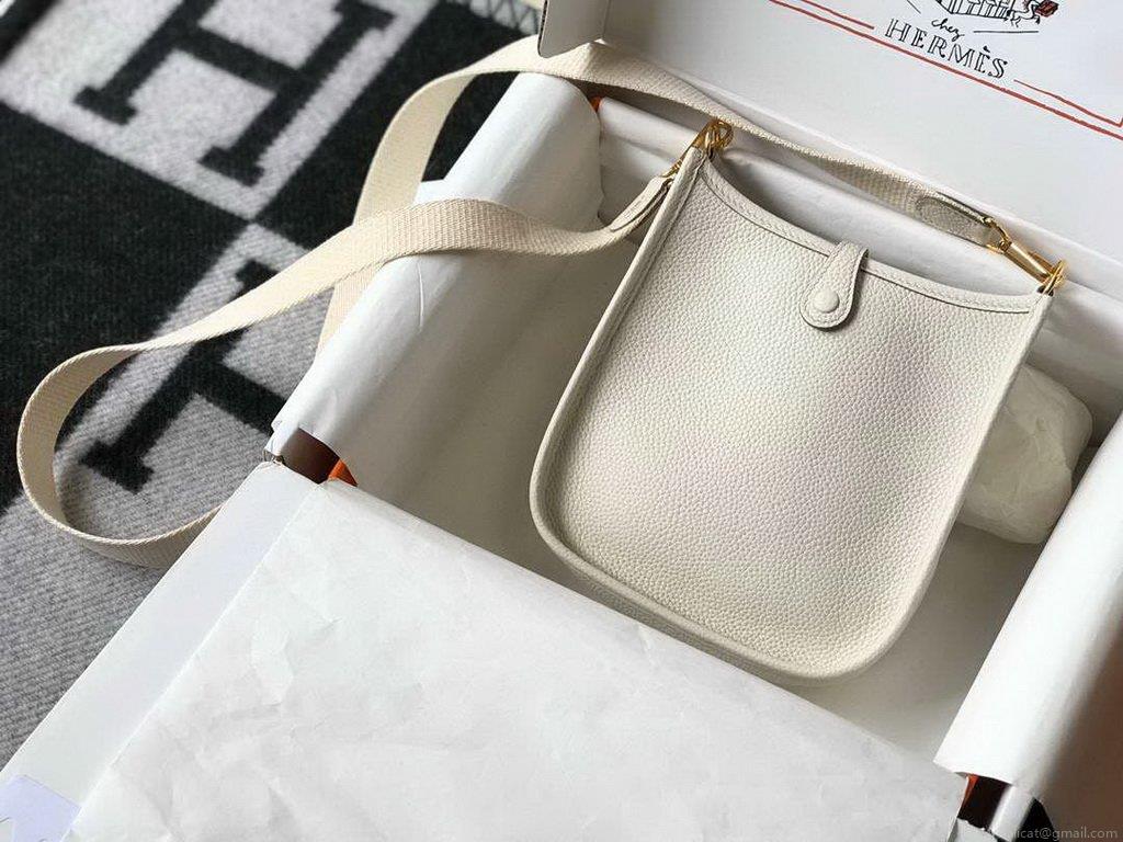 Hermes Evelyne Bag Designer Hermes Mini Crossbody Bag 20396 Gold Buckle Beige