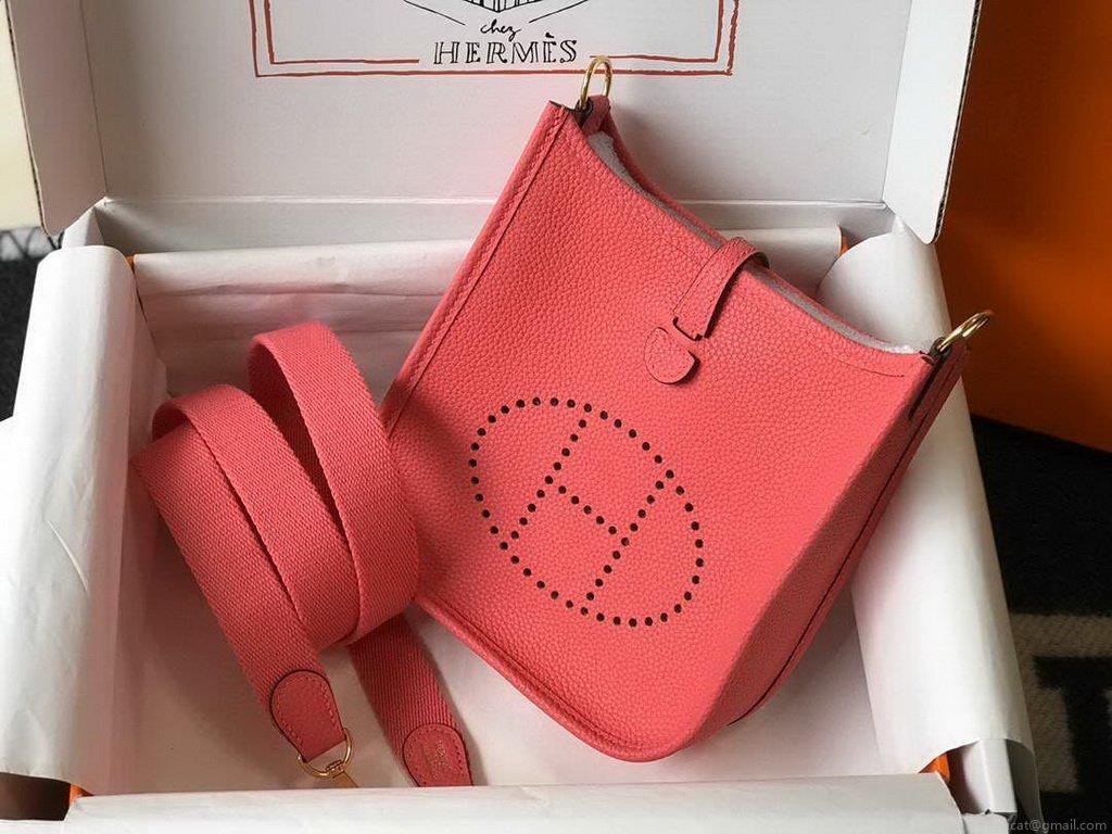 Hermes Evelyne Bag Designer Hermes Mini Crossbody Bag 20397 Gold Buckle Red