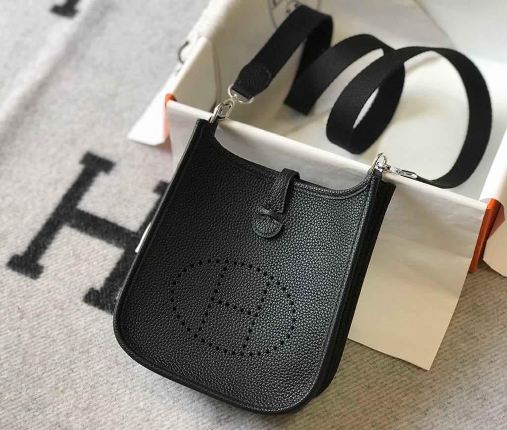 Hermes Evelyne Bag Hermes Mini Crossbody Bag 20398 Silver Buckle Black