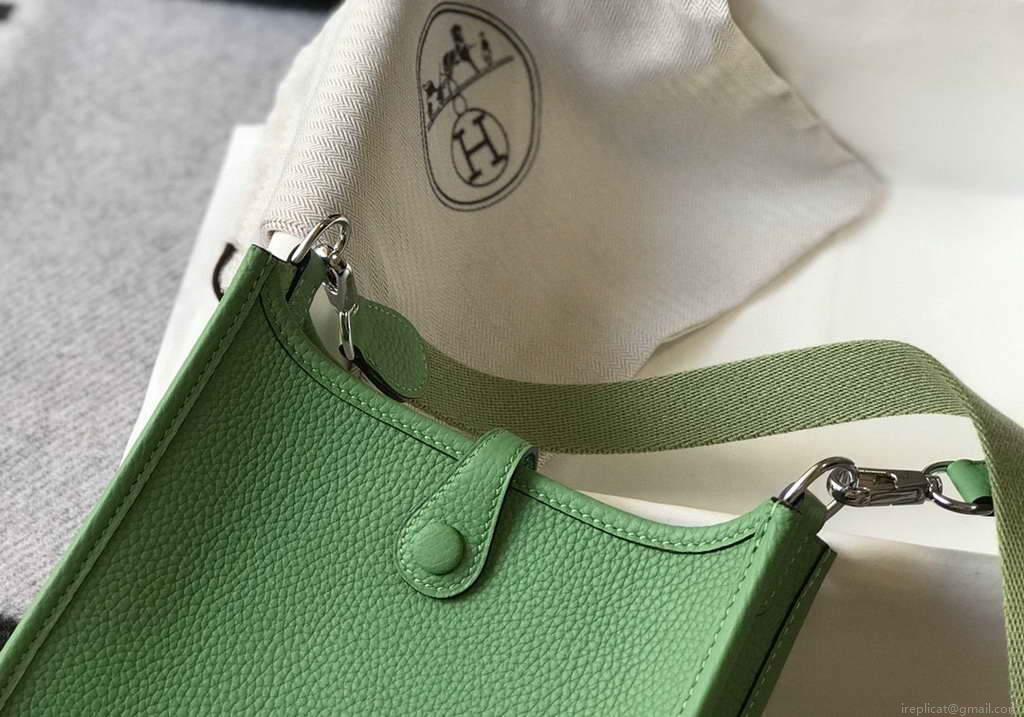 Hermes Evelyne Bag Hermes Mini Crossbody Bag 20401 Silver Buckle Green