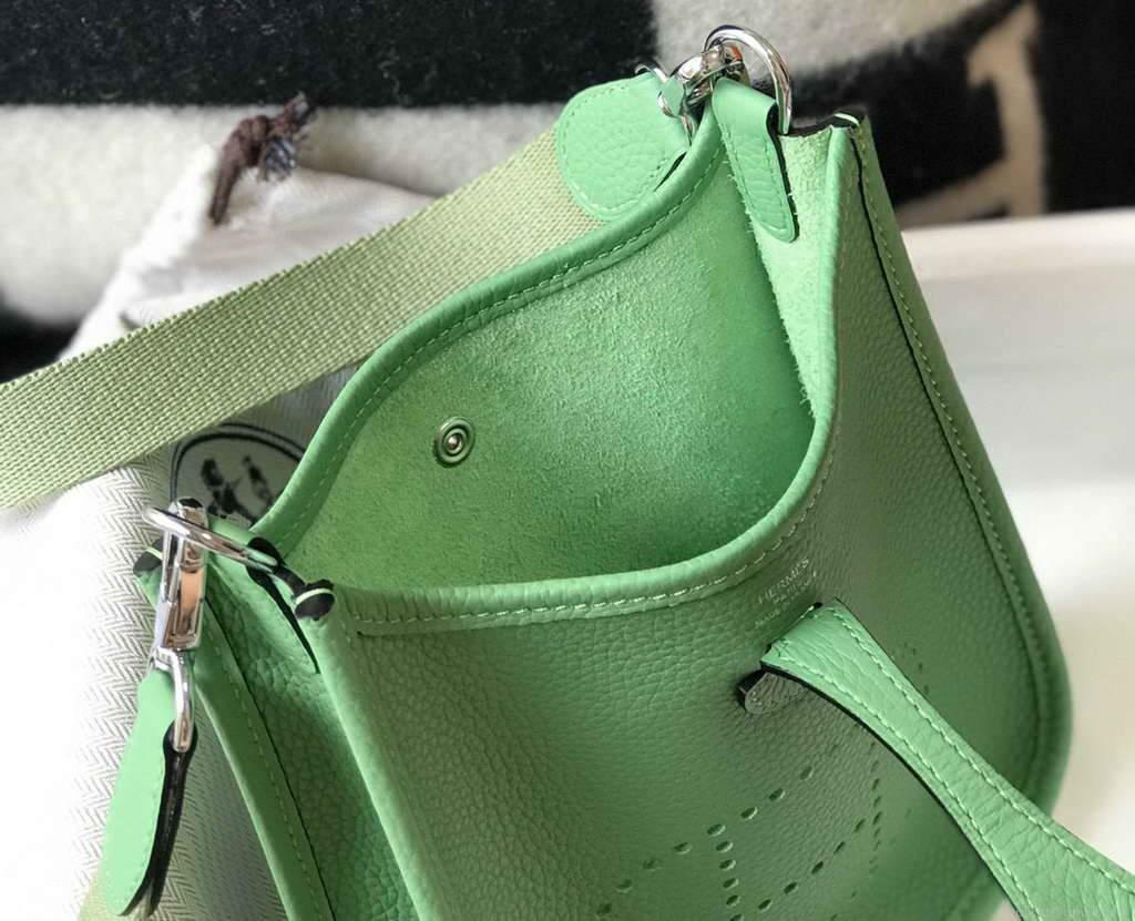 Hermes Evelyne Bag Hermes Mini Crossbody Bag 20401 Silver Buckle Green