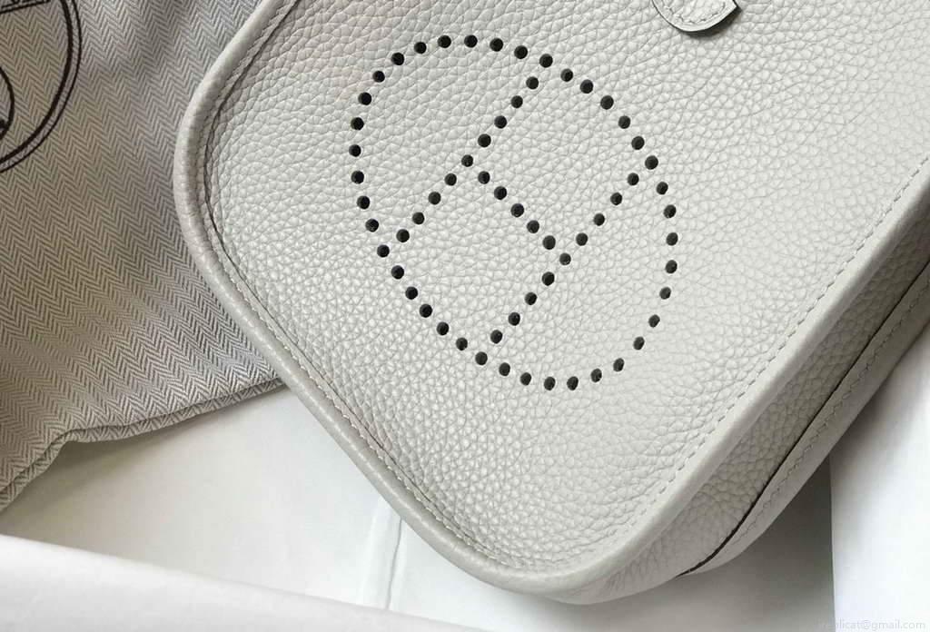 Hermes Evelyne Bag Hermes Mini Crossbody Bag 20402 Silver Buckle Light Gray