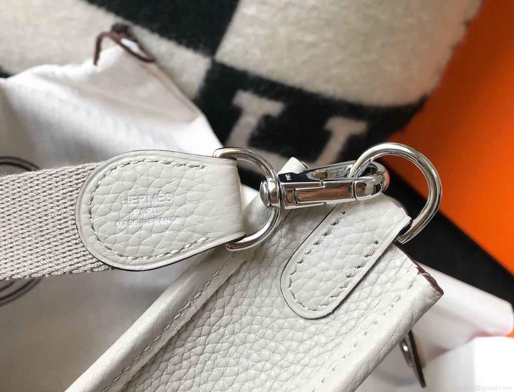 Hermes Evelyne Bag Hermes Mini Crossbody Bag 20402 Silver Buckle Light Gray