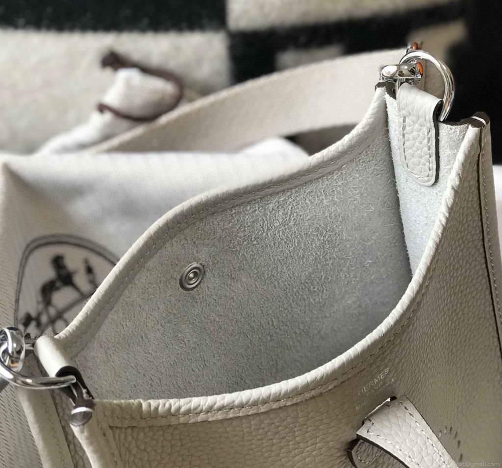 Hermes Evelyne Bag Hermes Mini Crossbody Bag 20402 Silver Buckle Light Gray