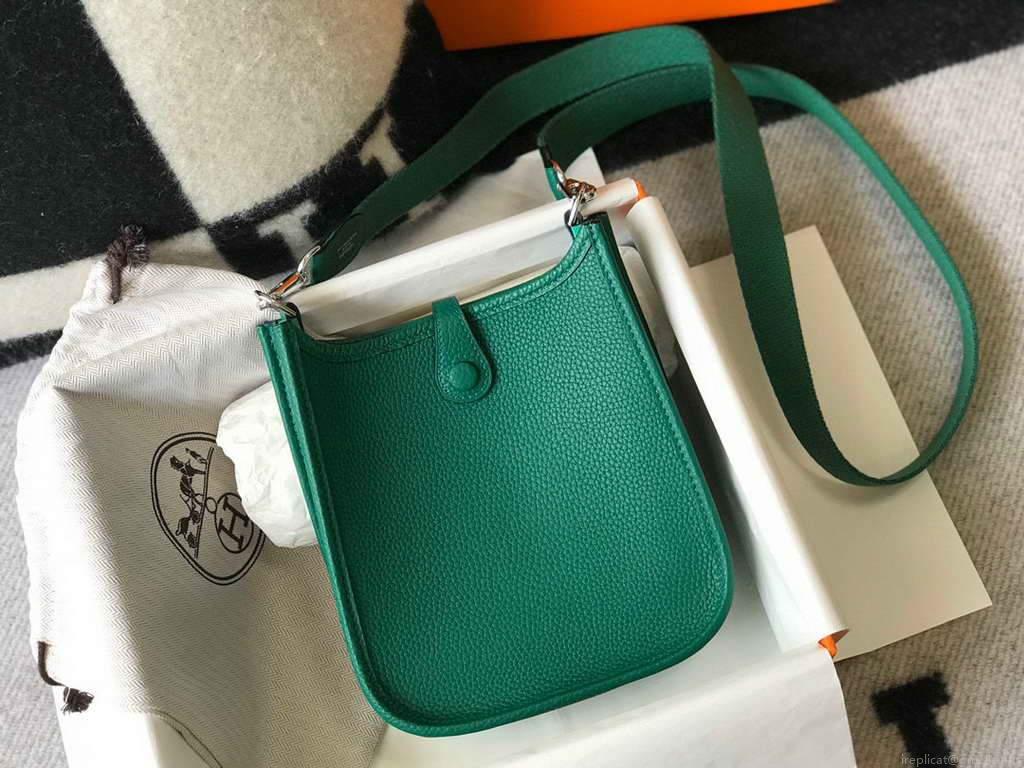 Hermes Evelyne Bag Hermes Mini Crossbody Bag 20404 Silver Buckle Dark Green