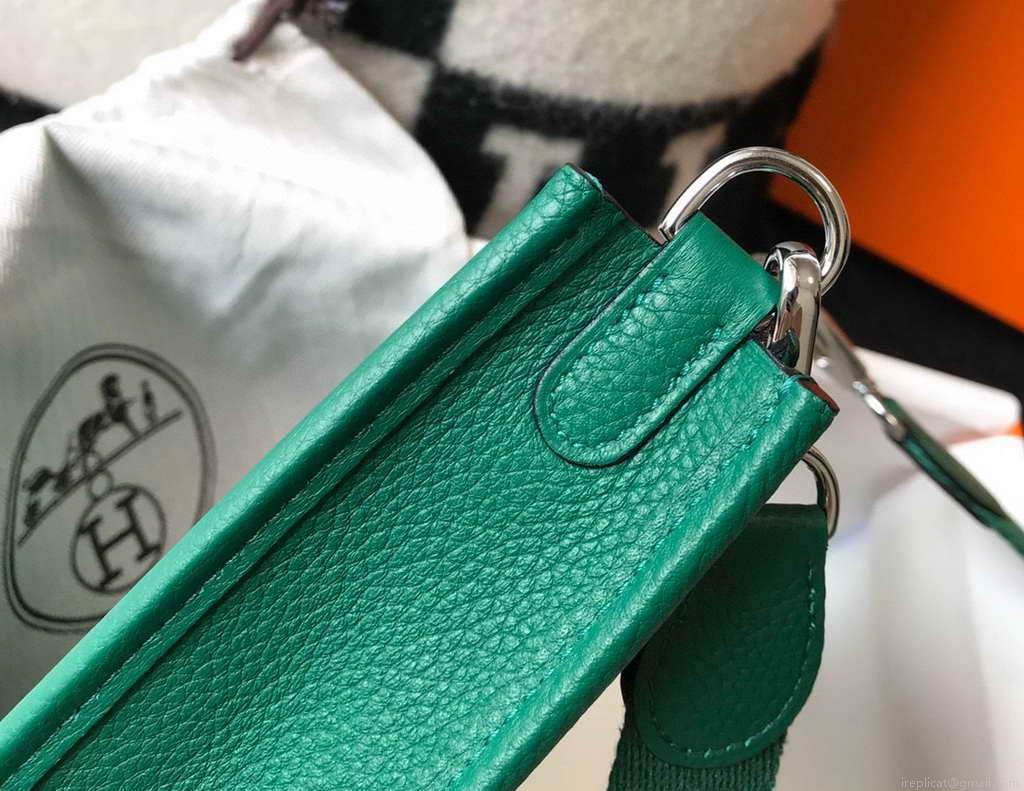 Hermes Evelyne Bag Hermes Mini Crossbody Bag 20404 Silver Buckle Dark Green