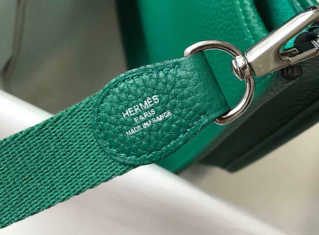 Hermes Evelyne Bag Hermes Mini Crossbody Bag 20404 Silver Buckle Dark Green