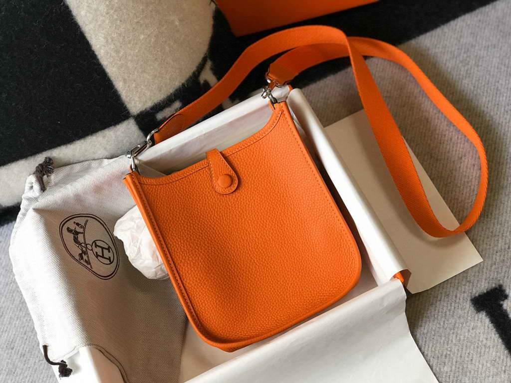 Hermes Evelyne Bag Hermes Mini Crossbody Bag 20405 Silver Buckle Orange