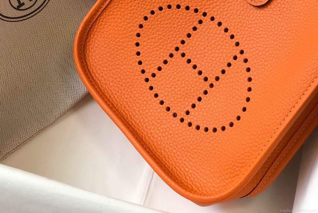 Hermes Evelyne Bag Hermes Mini Crossbody Bag 20405 Silver Buckle Orange