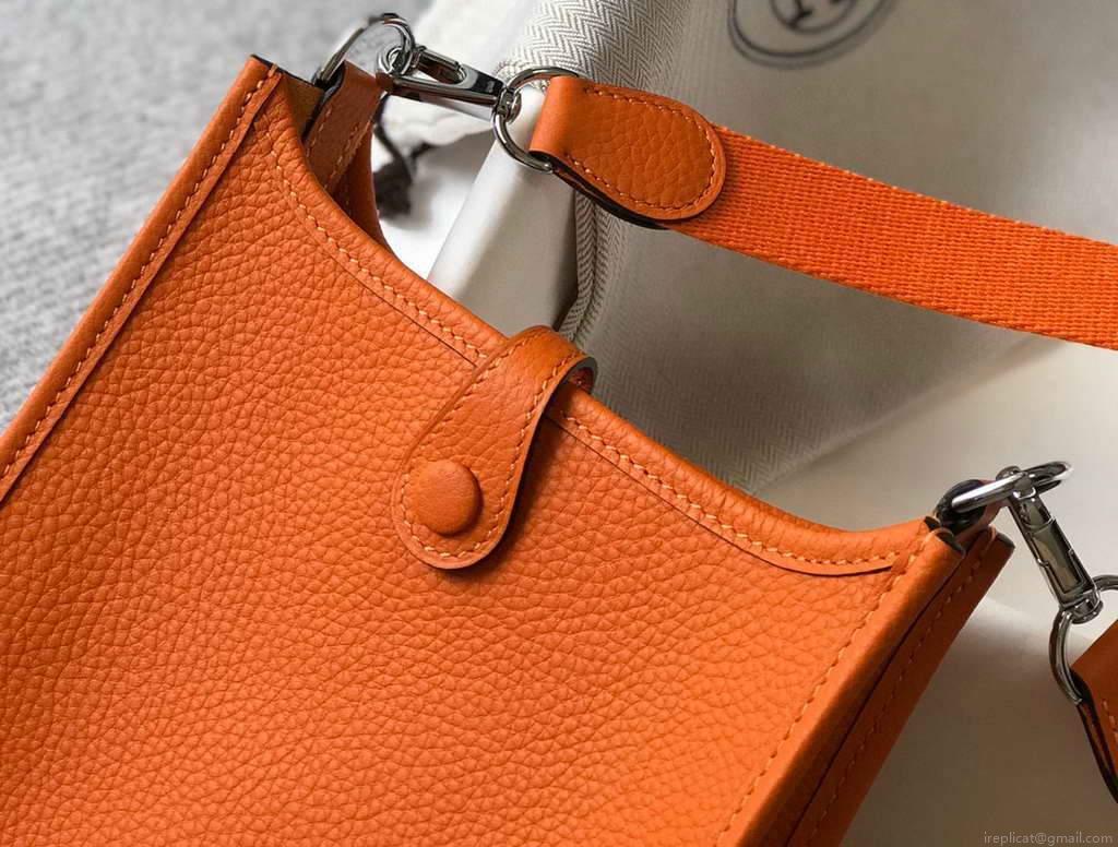 Hermes Evelyne Bag Hermes Mini Crossbody Bag 20405 Silver Buckle Orange