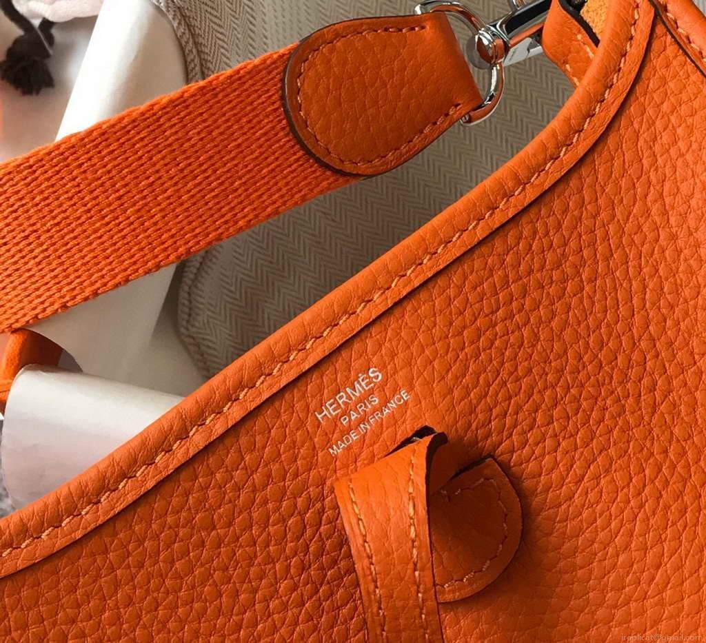 Hermes Evelyne Bag Hermes Mini Crossbody Bag 20405 Silver Buckle Orange