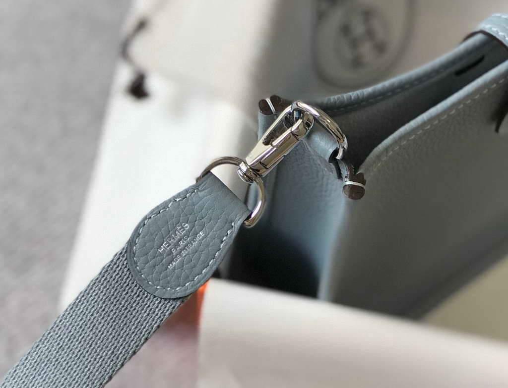 Hermes Evelyne Bag Hermes Mini Crossbody Bag 20409 Silver Buckle Light Blue