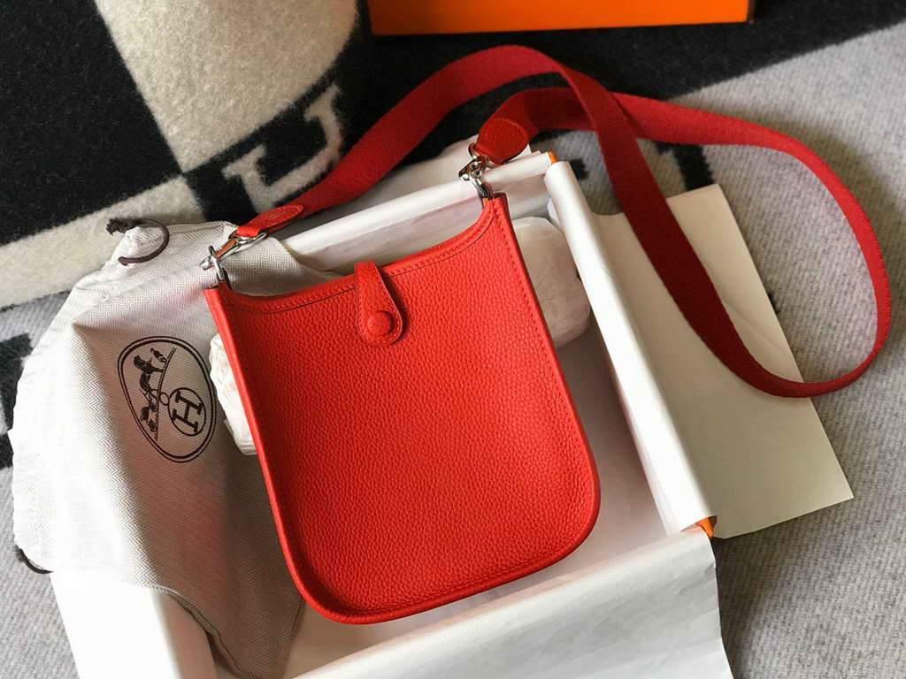 Hermes Evelyne Bag Hermes Mini Crossbody Bag 20410 Silver Buckle Red